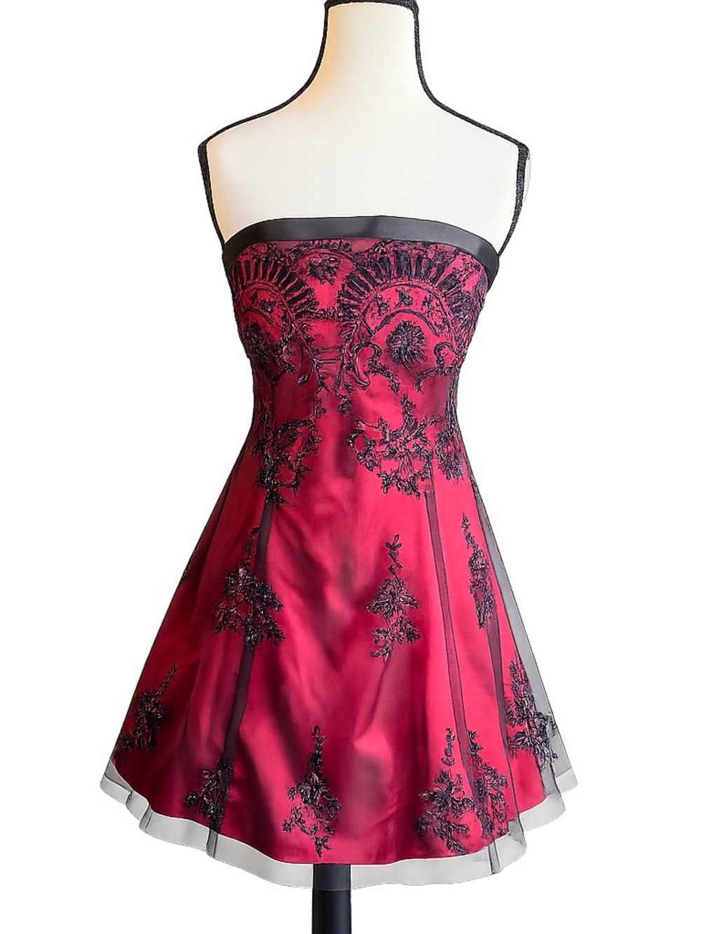 Blondie Nites Red & Black Lace Corset Party Dress - Size 9